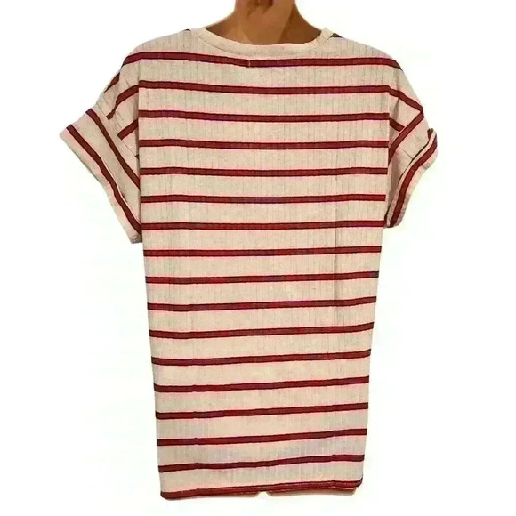 NEW NWT Boohoo Plus Molly Striped Rib Tee Short Rolled Sleeve T-Shirt - Picture 5 of 10